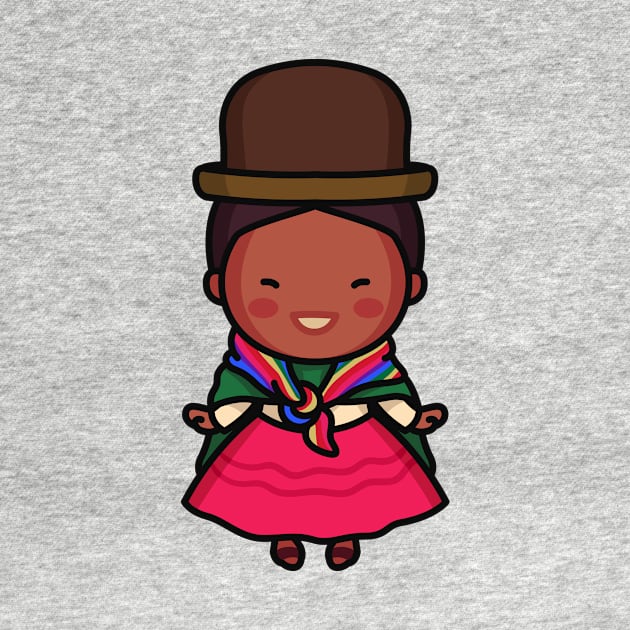 Cute Bolivian Village Woman in Traditional Clothing Cartoon by SLAG_Creative